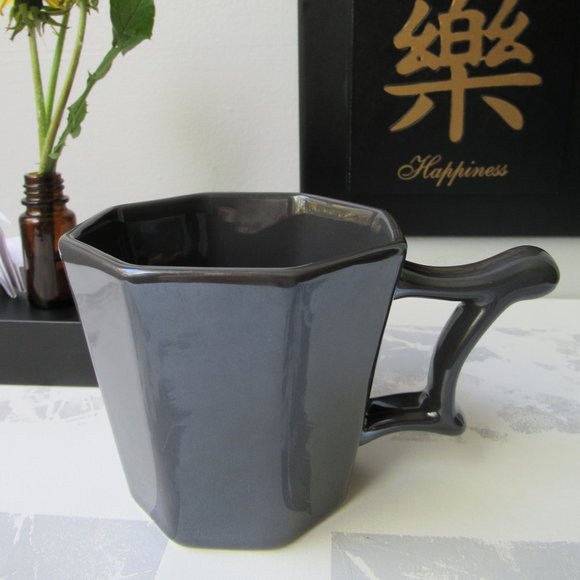 Starbucks 2013 Gunmetal Gray Octagon Ceramic Coffee Tea Mug - Picture 2 of 13